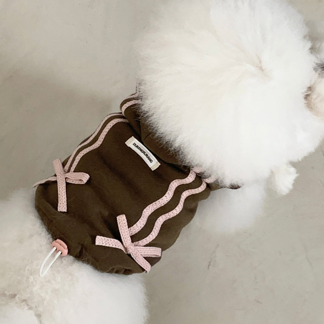 ※予約販売【DURANG RURANG】Ribbon Hoodie Jacket（Choco Brown）