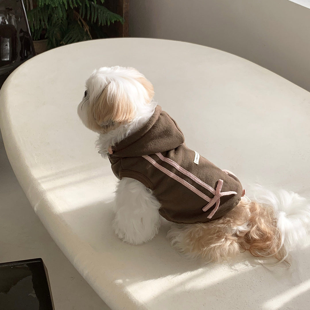 ※予約販売【DURANG RURANG】Ribbon Hoodie Jacket（Choco Brown）