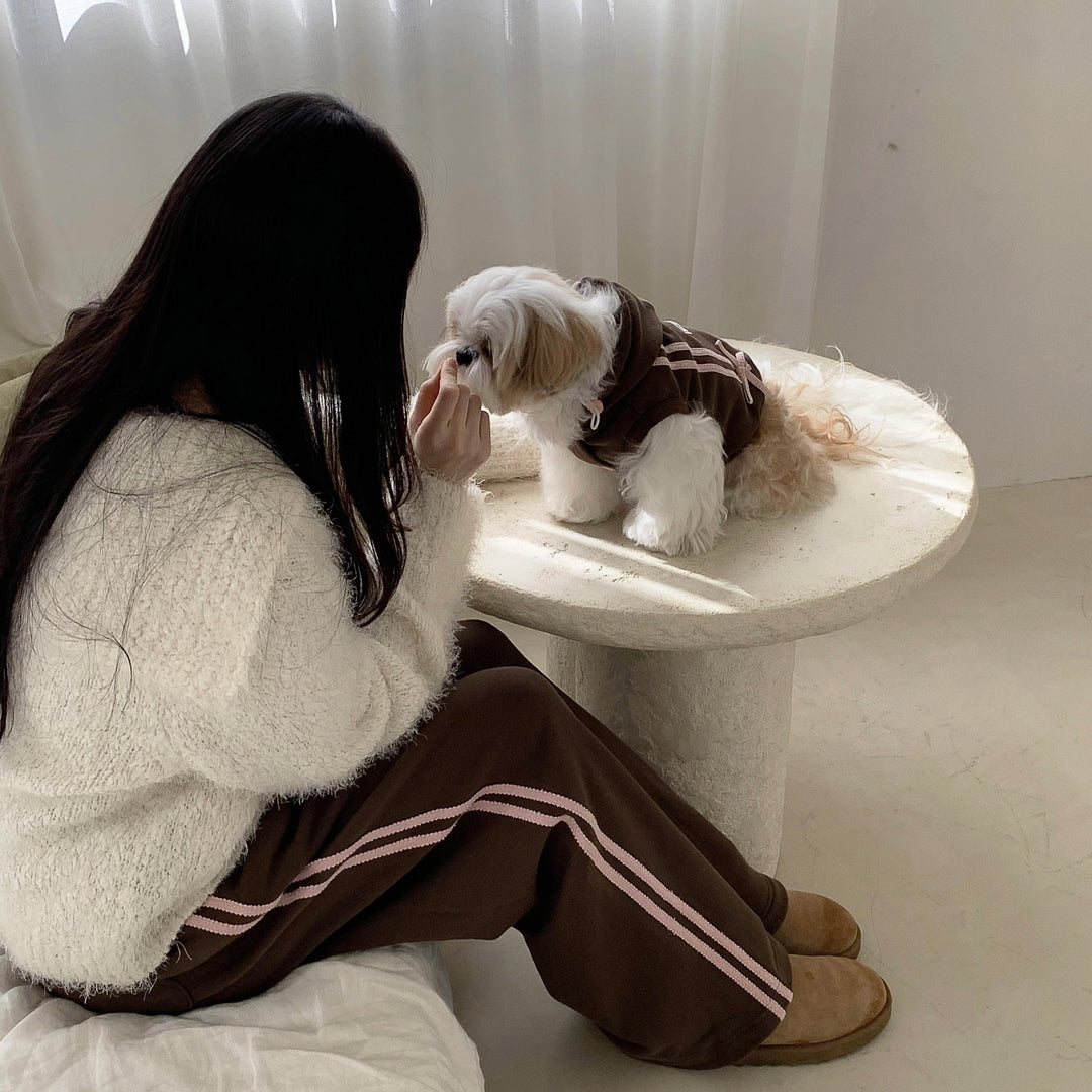 ※予約販売【DURANG RURANG】Ribbon Hoodie Jacket（Choco Brown）