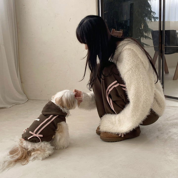 ※予約販売【DURANG RURANG】Ribbon Hoodie Jacket（Choco Brown）