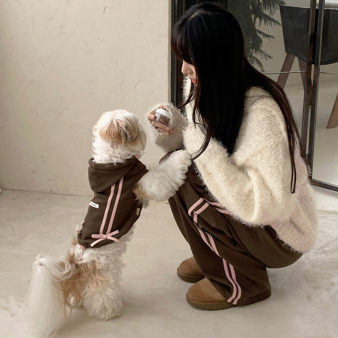 ※予約販売【DURANG RURANG】Ribbon Hoodie Jacket（Choco Brown）