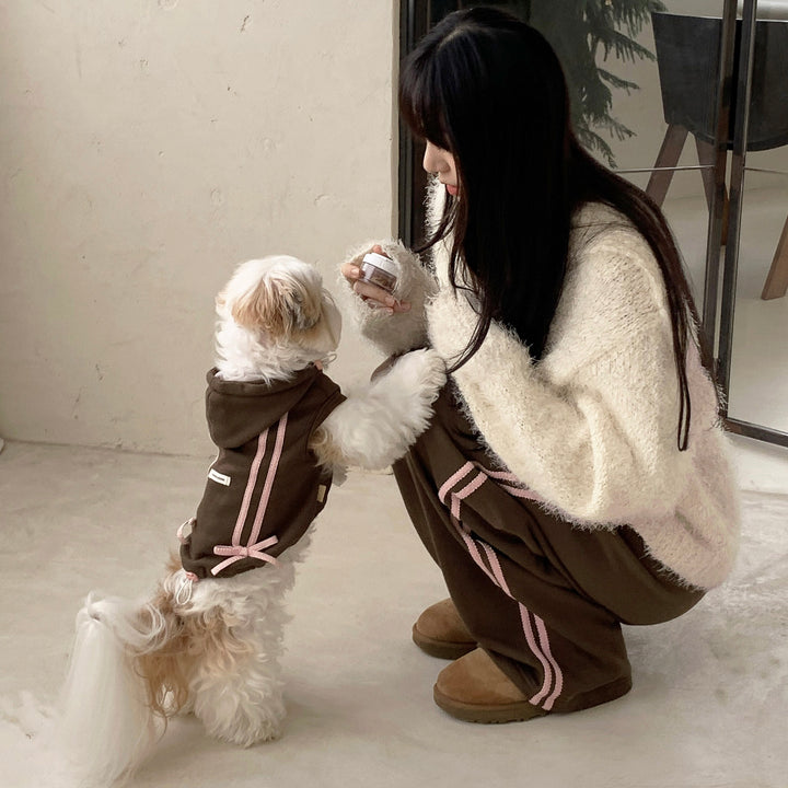 ※予約販売【DURANG RURANG】Ribbon Hoodie Jacket（Choco Brown）