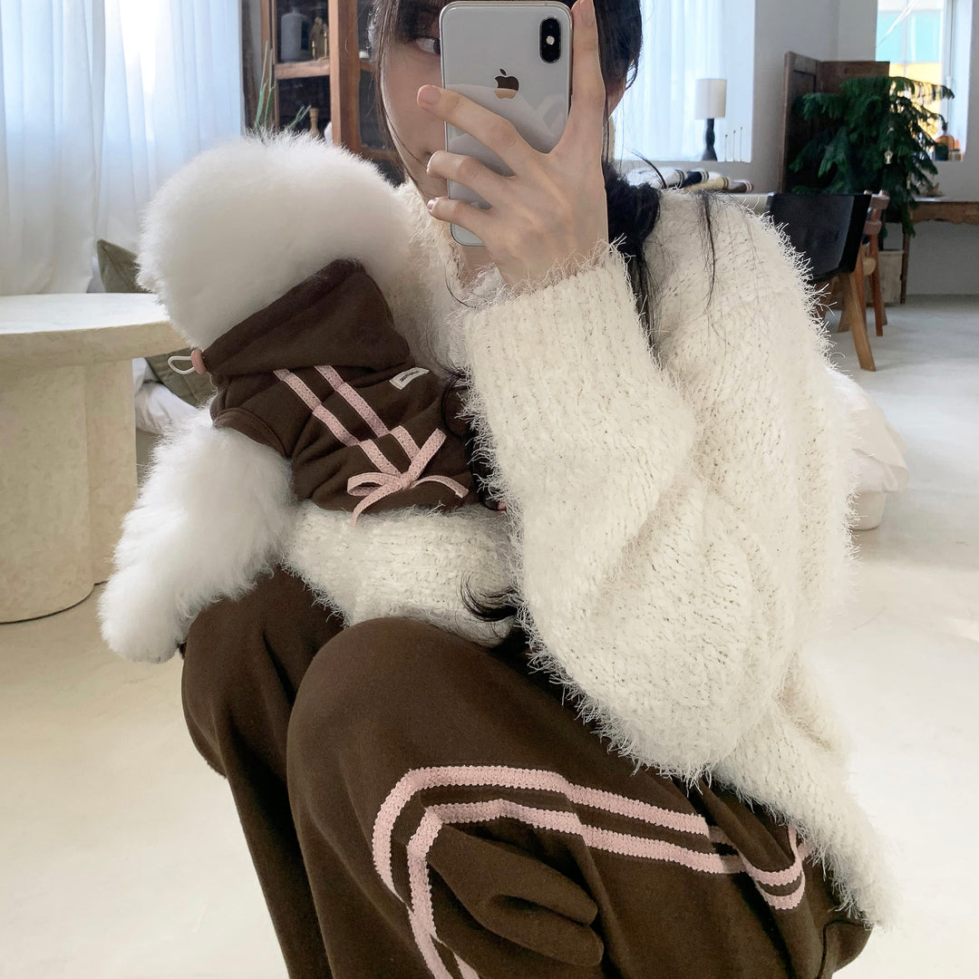 ※予約販売【DURANG RURANG】Ribbon Hoodie Jacket（Choco Brown）