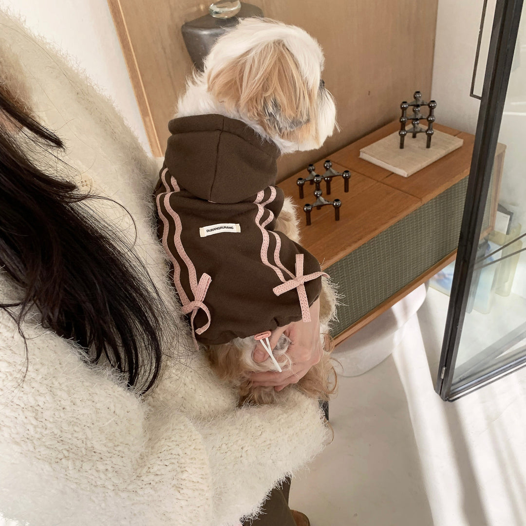 ※予約販売【DURANG RURANG】Ribbon Hoodie Jacket（Choco Brown）