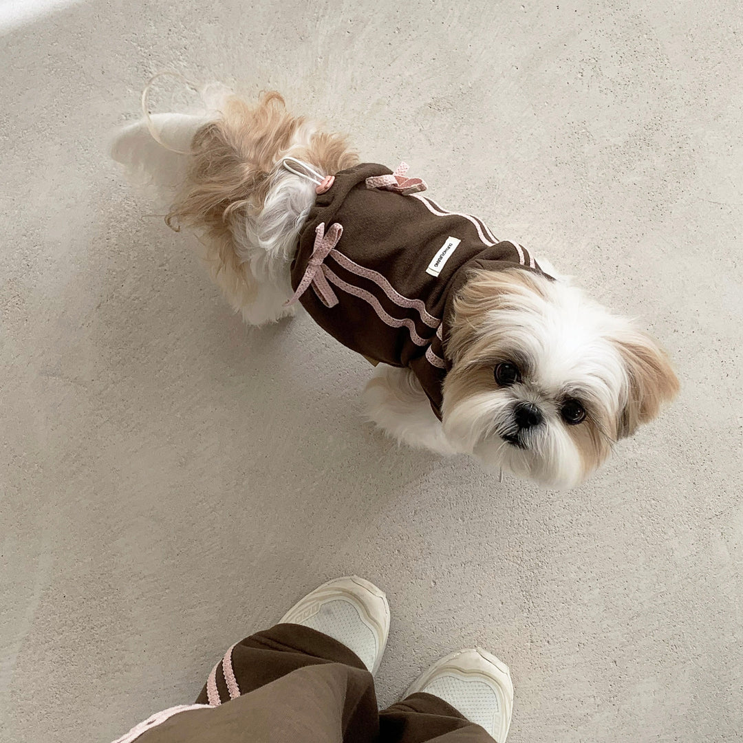 ※予約販売【DURANG RURANG】Ribbon Hoodie Jacket（Choco Brown）