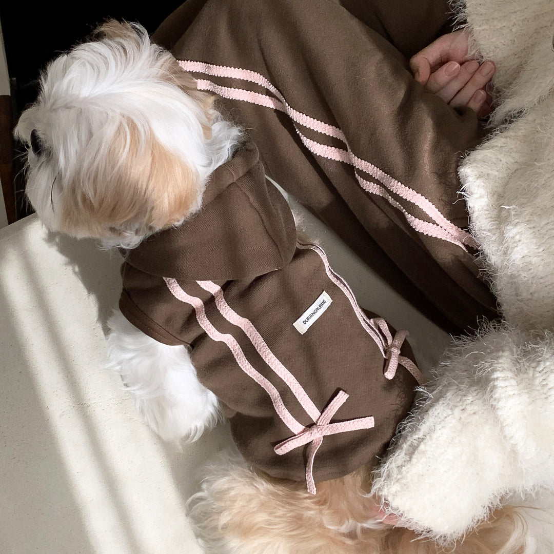 ※予約販売【DURANG RURANG】Ribbon Hoodie Jacket（Choco Brown）