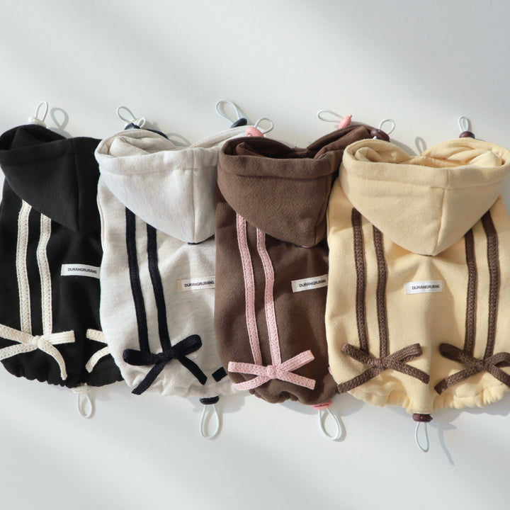 ※予約販売【DURANG RURANG】Ribbon Hoodie Jacket（Choco Brown）