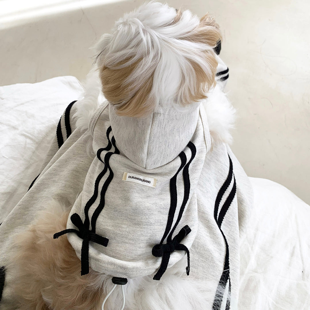 ※予約販売【DURANG RURANG】Ribbon Hoodie Jacket（Melange Gray）