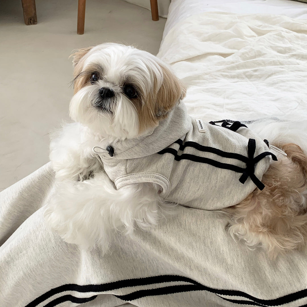 ※予約販売【DURANG RURANG】Ribbon Hoodie Jacket（Melange Gray）