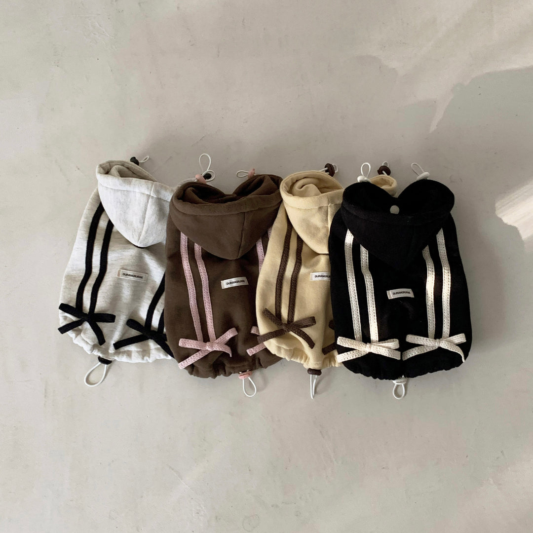 ※予約販売【DURANG RURANG】Ribbon Hoodie Jacket（Melange Gray）