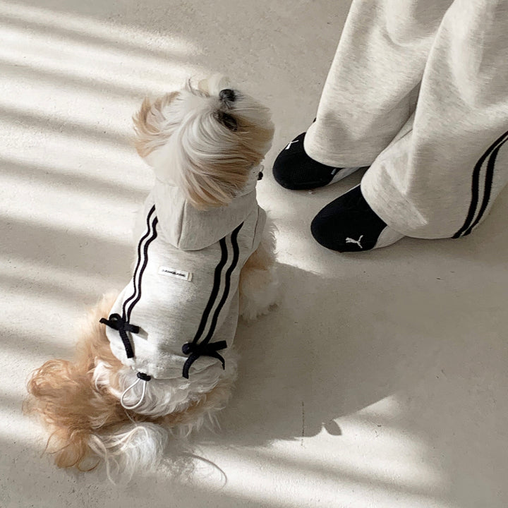 ※予約販売【DURANG RURANG】Ribbon Hoodie Jacket（Melange Gray）