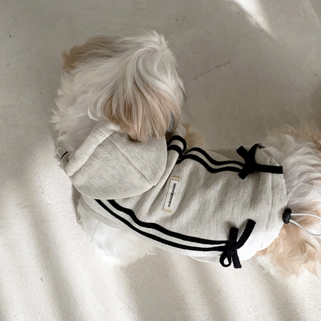 ※予約販売【DURANG RURANG】Ribbon Hoodie Jacket（Melange Gray）