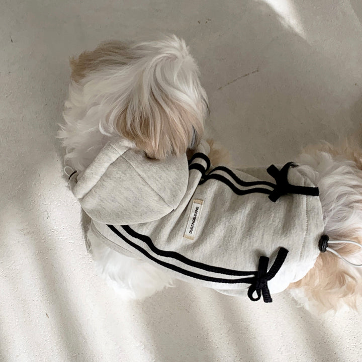 ※予約販売【DURANG RURANG】Ribbon Hoodie Jacket（Melange Gray）