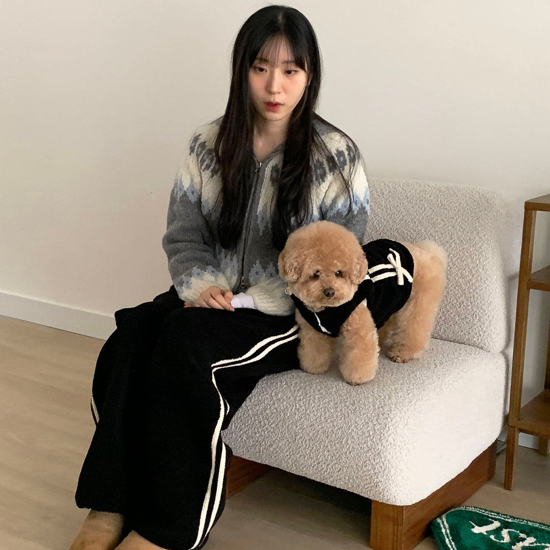 ※予約販売【DURANG RURANG】Ribbon Boa Hoodie Jumper（Black）