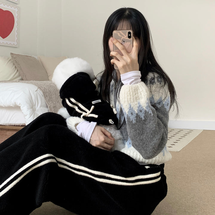 ※予約販売【DURANG RURANG】Ribbon Boa Hoodie Jumper（Black）