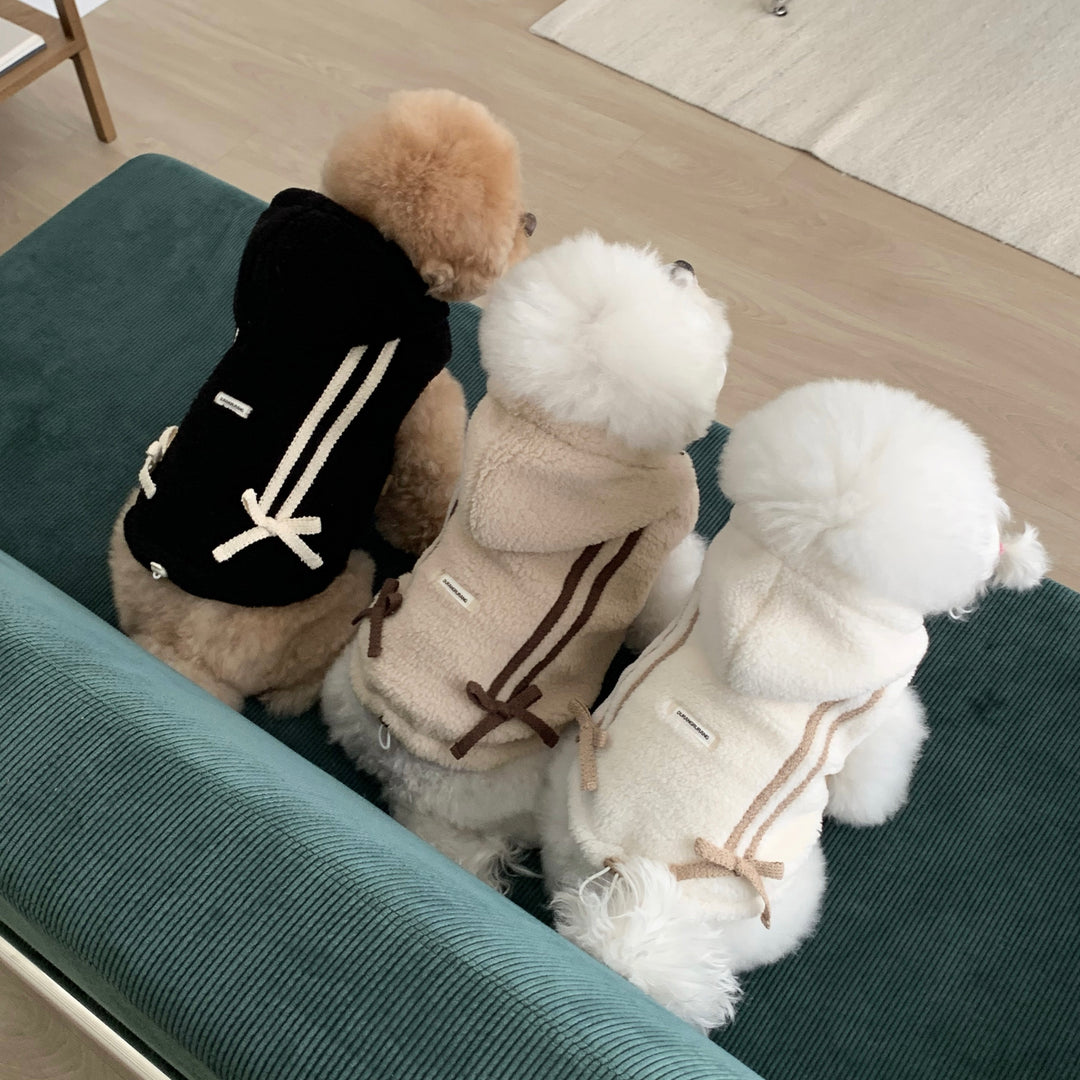 ※予約販売【DURANG RURANG】Ribbon Boa Hoodie Jumper（Black）