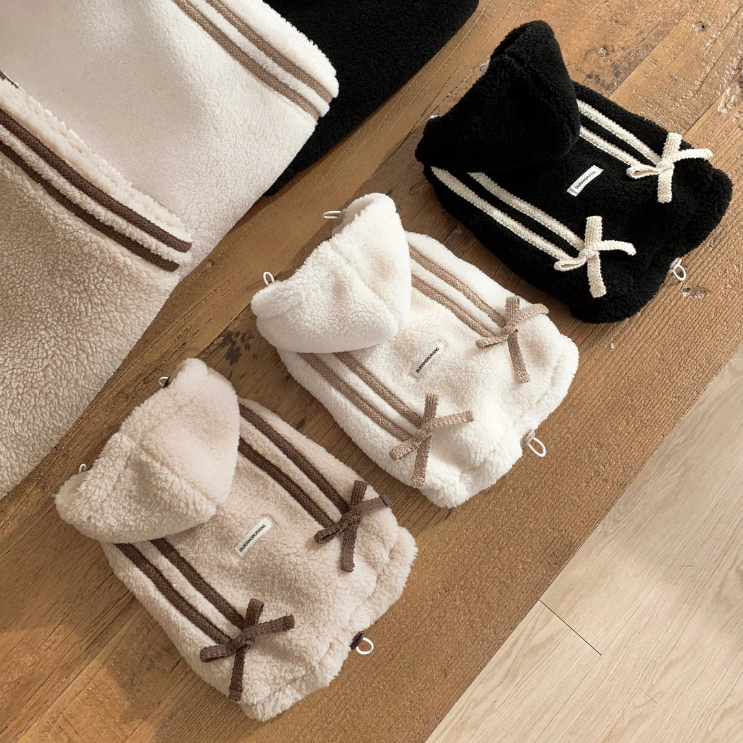 ※予約販売【DURANG RURANG】Ribbon Boa Hoodie Jumper（Black）