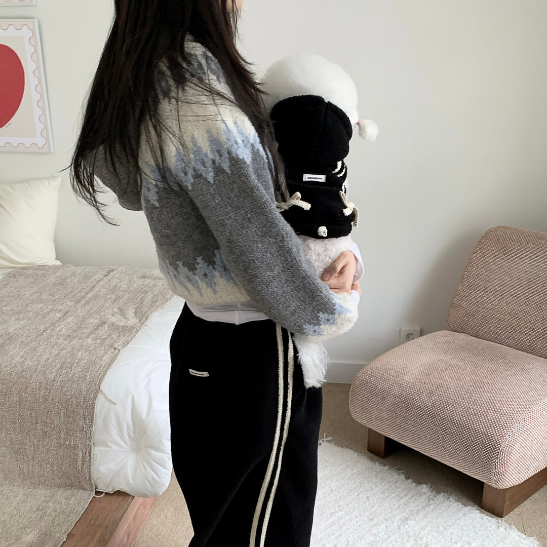 ※予約販売【DURANG RURANG】Ribbon Boa Hoodie Jumper（Black）