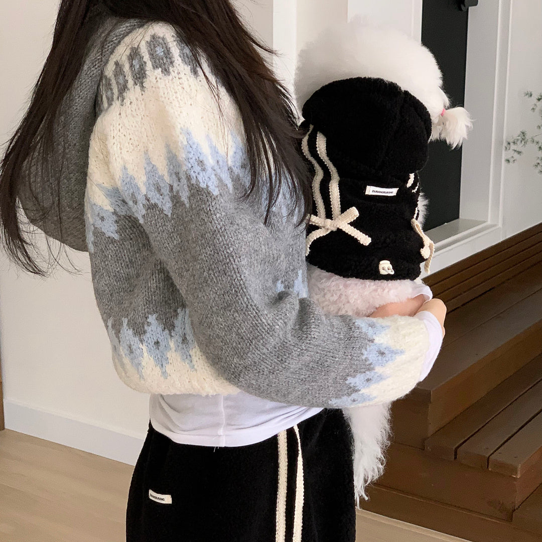 ※予約販売【DURANG RURANG】Ribbon Boa Hoodie Jumper（Black）