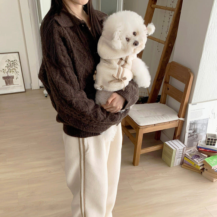 ※予約販売【DURANG RURANG】Ribbon Boa Hoodie Jumper（Cream）