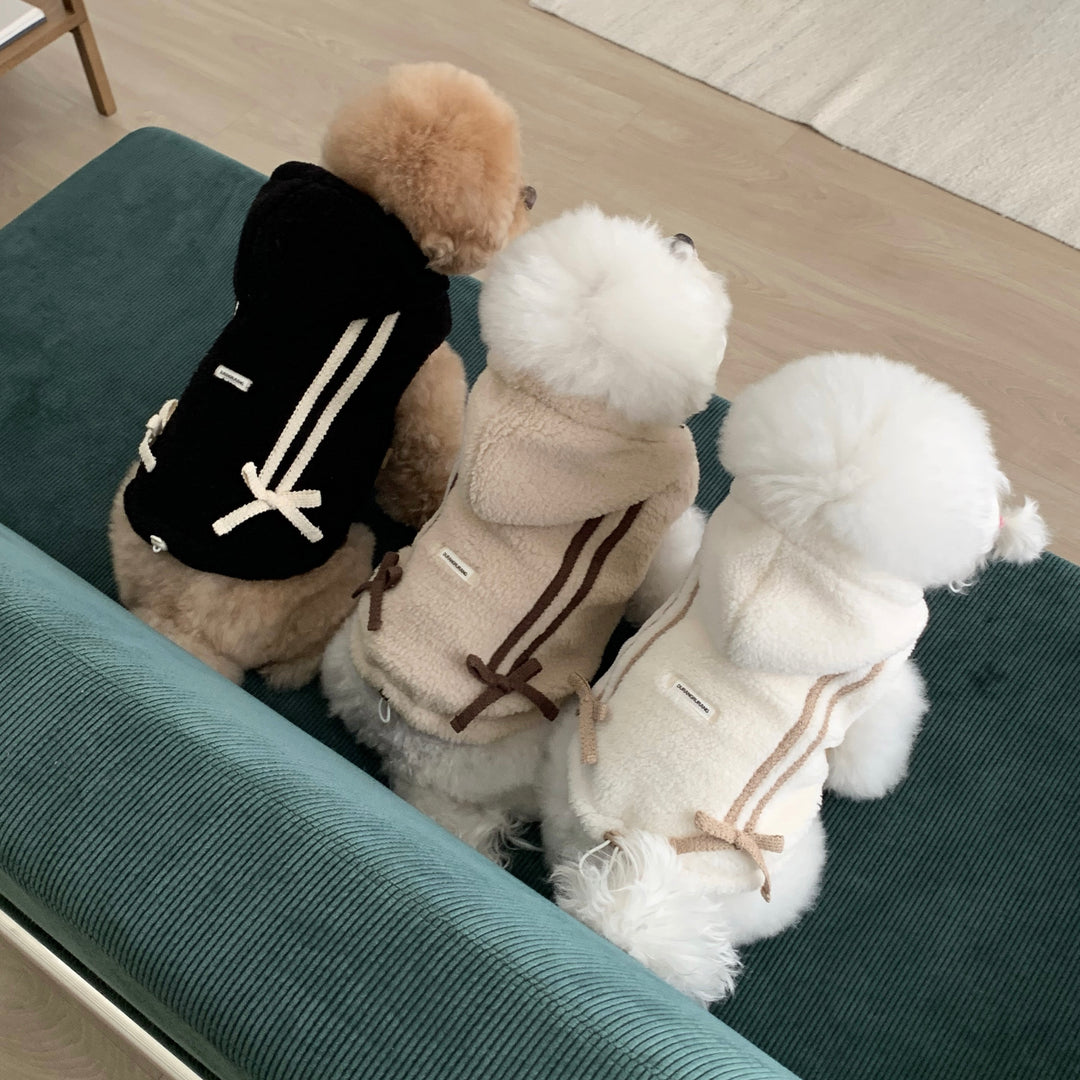 ※予約販売【DURANG RURANG】Ribbon Boa Hoodie Jumper（Cream）