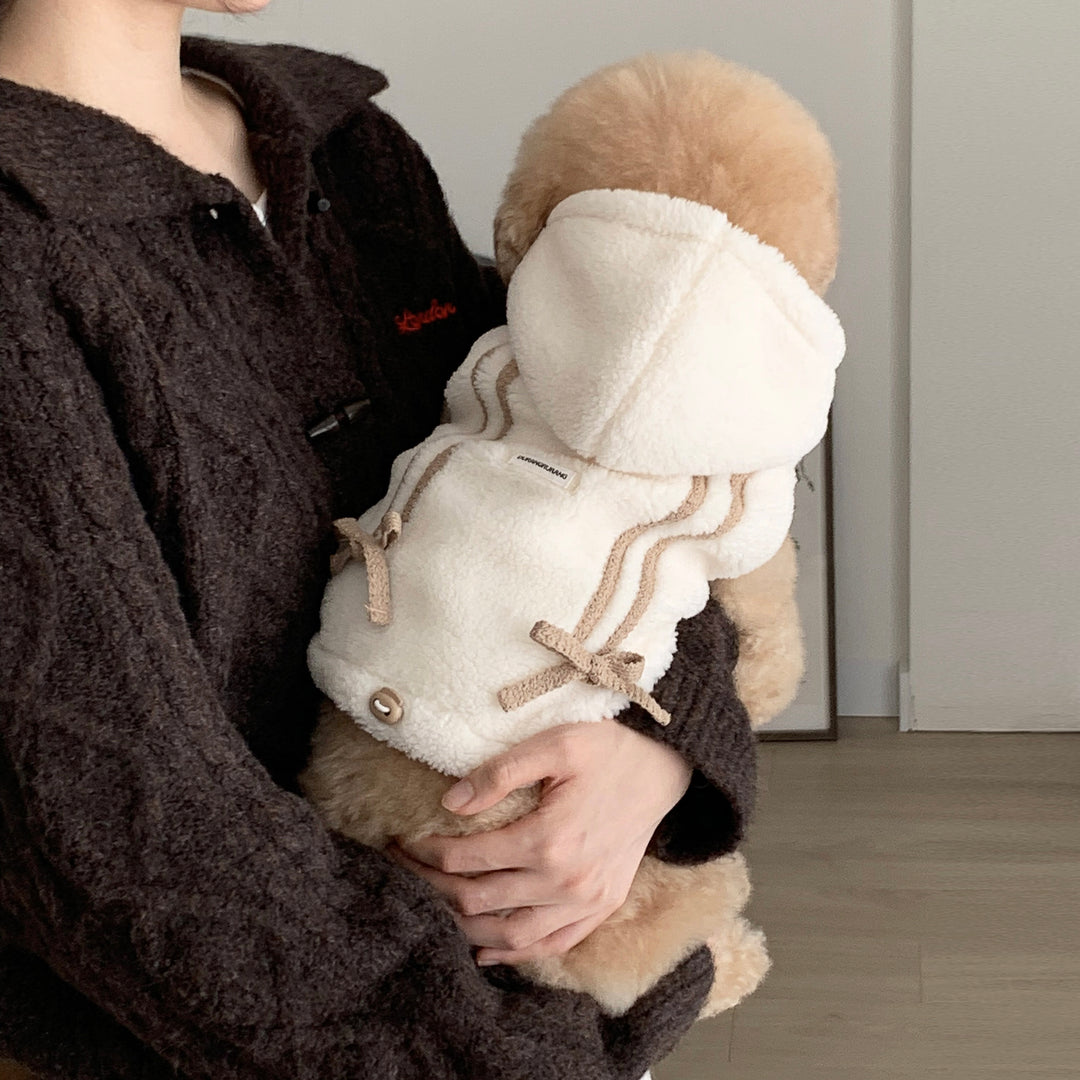 ※予約販売【DURANG RURANG】Ribbon Boa Hoodie Jumper（Cream）