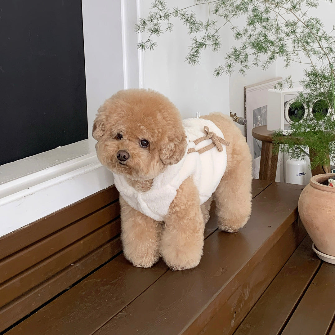 ※予約販売【DURANG RURANG】Ribbon Boa Hoodie Jumper（Cream）