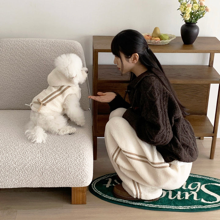 ※予約販売【DURANG RURANG】Ribbon Boa Hoodie Jumper（Cream）