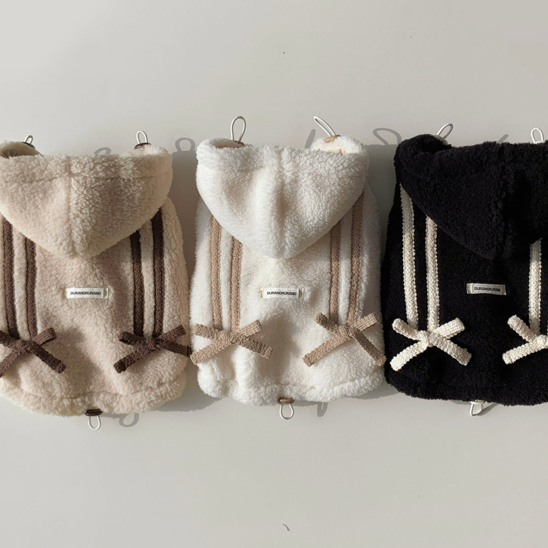 ※予約販売【DURANG RURANG】Ribbon Boa Hoodie Jumper（Beige）