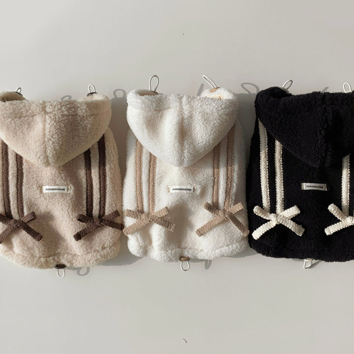 ※予約販売【DURANG RURANG】Ribbon Boa Hoodie Jumper（Beige）