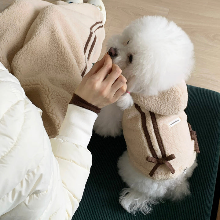 ※予約販売【DURANG RURANG】Ribbon Boa Hoodie Jumper（Beige）