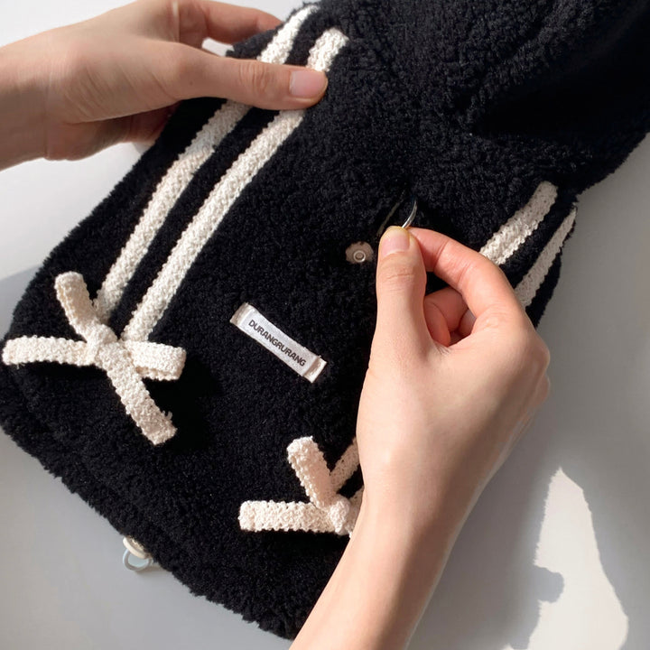 ※予約販売【DURANG RURANG】Ribbon Boa Hoodie Jumper（Beige）