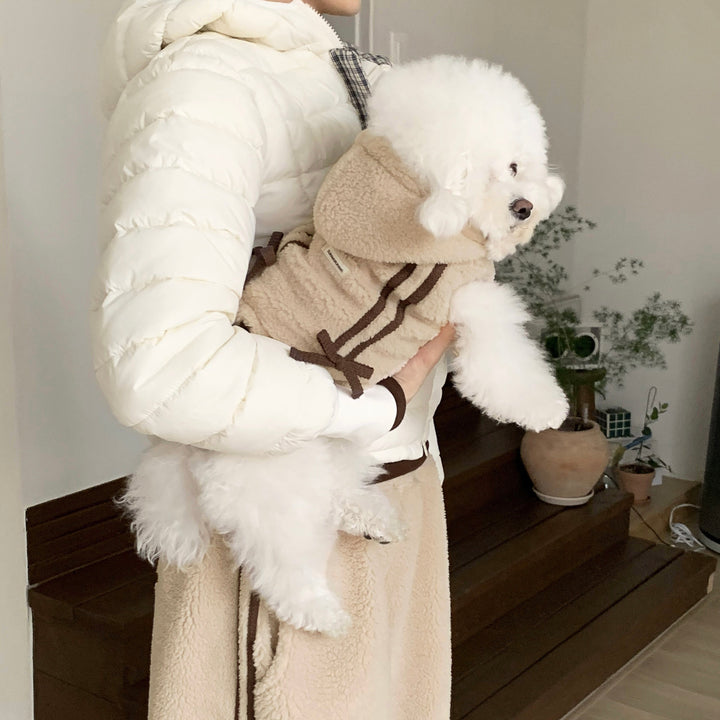 ※予約販売【DURANG RURANG】Ribbon Boa Hoodie Jumper（Beige）