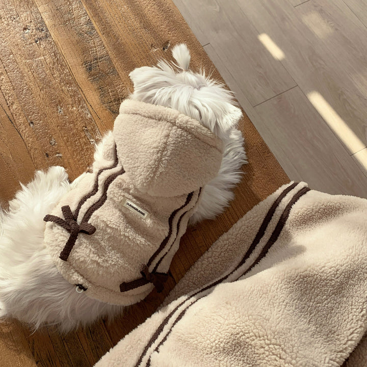 ※予約販売【DURANG RURANG】Ribbon Boa Hoodie Jumper（Beige）