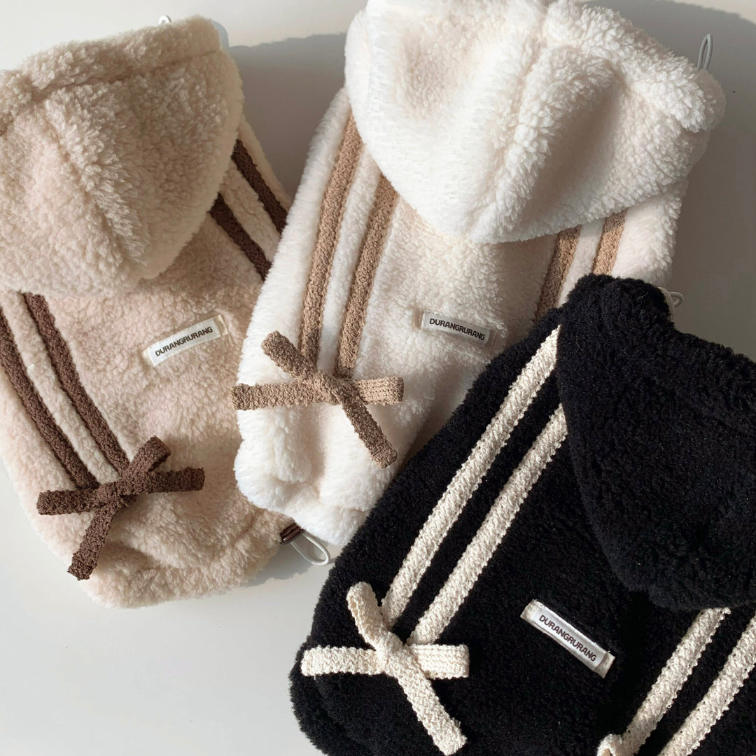 ※予約販売【DURANG RURANG】Ribbon Boa Hoodie Jumper（Beige）