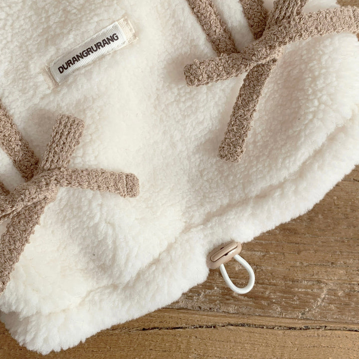 ※予約販売【DURANG RURANG】Ribbon Boa Hoodie Jumper（Beige）