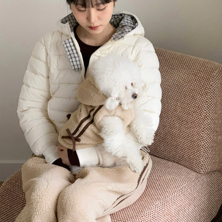 ※予約販売【DURANG RURANG】Ribbon Boa Hoodie Jumper（Beige）