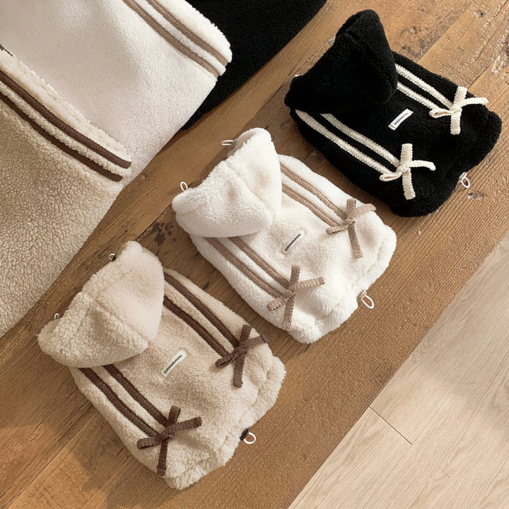 ※予約販売【DURANG RURANG】Ribbon Boa Hoodie Jumper（Beige）