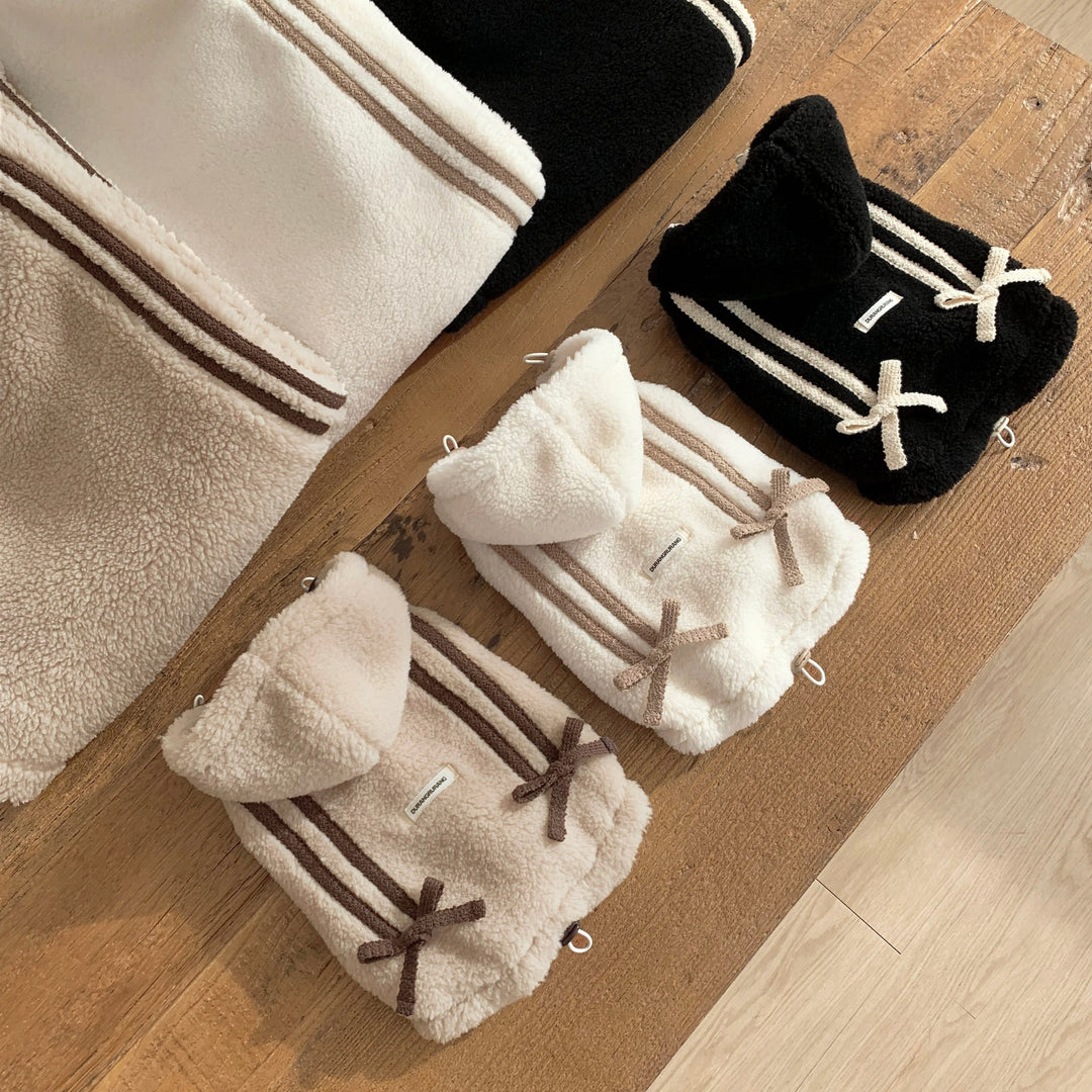 ※予約販売【DURANG RURANG】Ribbon Boa Hoodie Jumper（Beige）