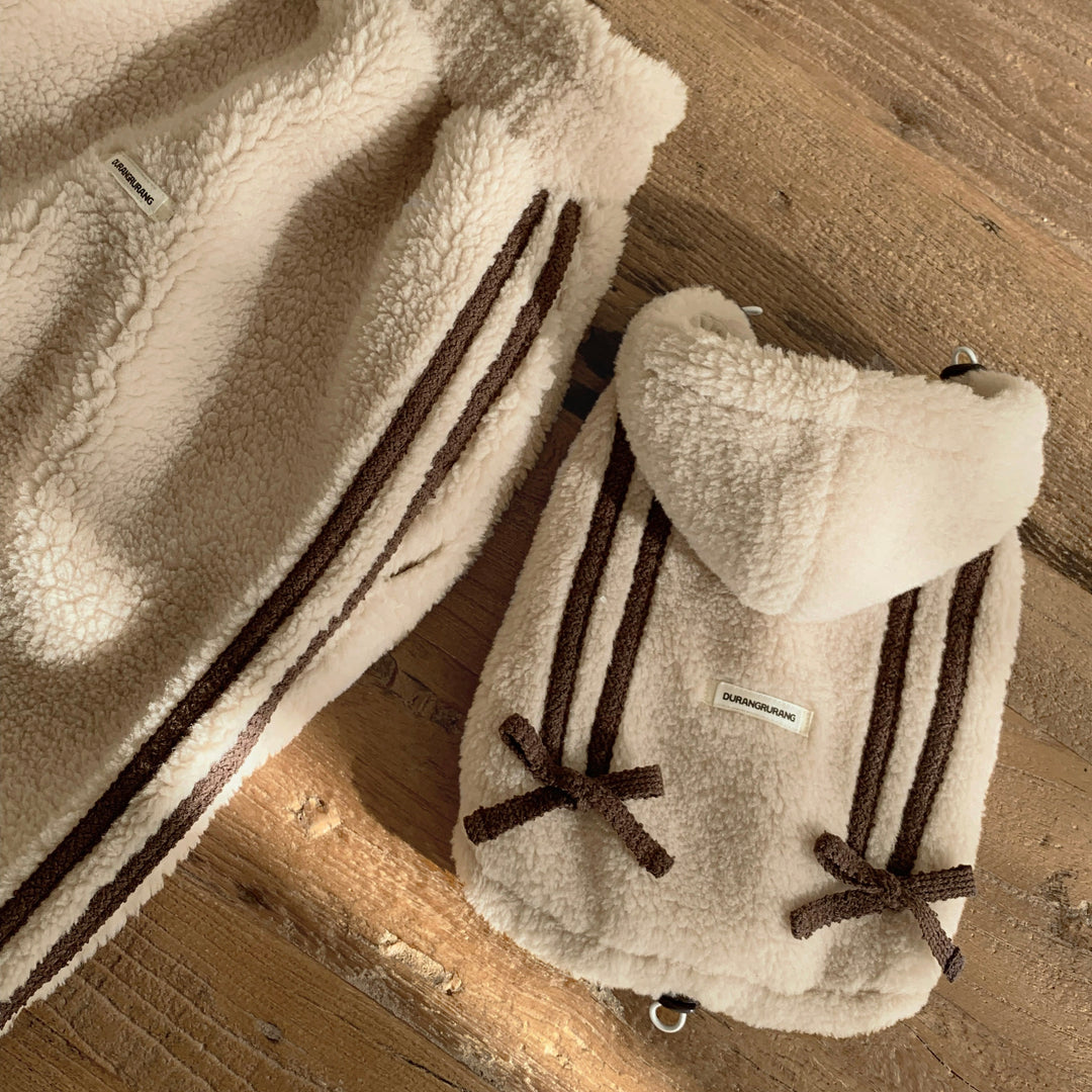 ※予約販売【DURANG RURANG】Ribbon Boa Hoodie Jumper（Beige）