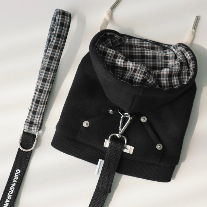 即納【DURANG RURANG】Crop Hoodie Harness（Black）｜犬用ハーネス