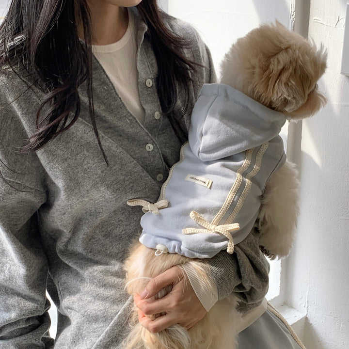 即納【DURANG RURANG】Ribbon Hoodie Jumper（Light Blue）
