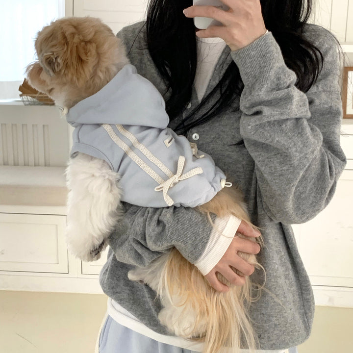 即納【DURANG RURANG】Ribbon Hoodie Jumper（Light Blue）