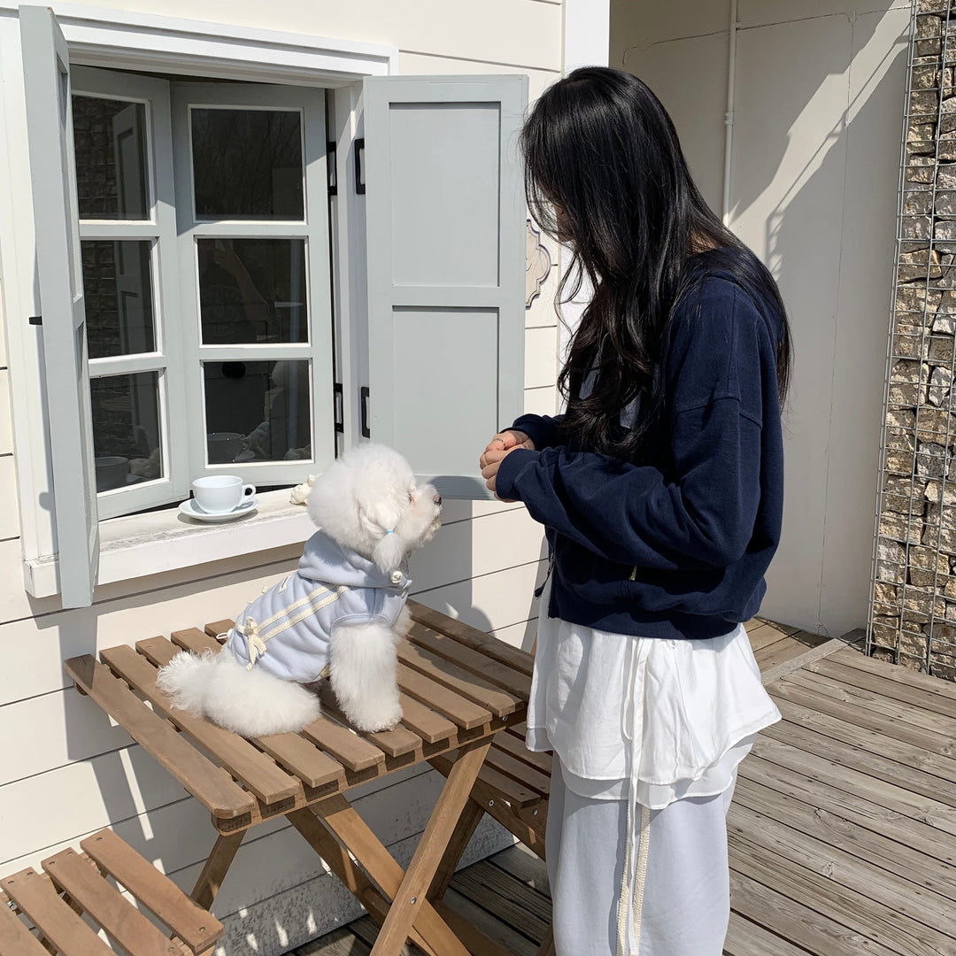即納【DURANG RURANG】Ribbon Hoodie Jumper（Light Blue）
