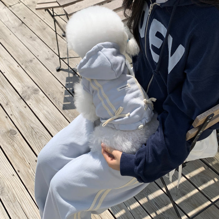 即納【DURANG RURANG】Ribbon Hoodie Jumper（Light Blue）