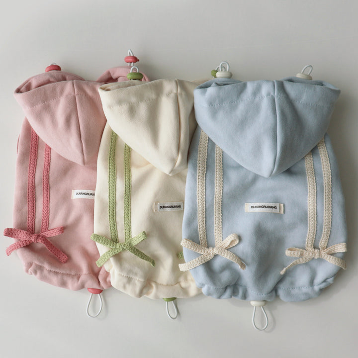 即納【DURANG RURANG】Ribbon Hoodie Jumper（Cream）