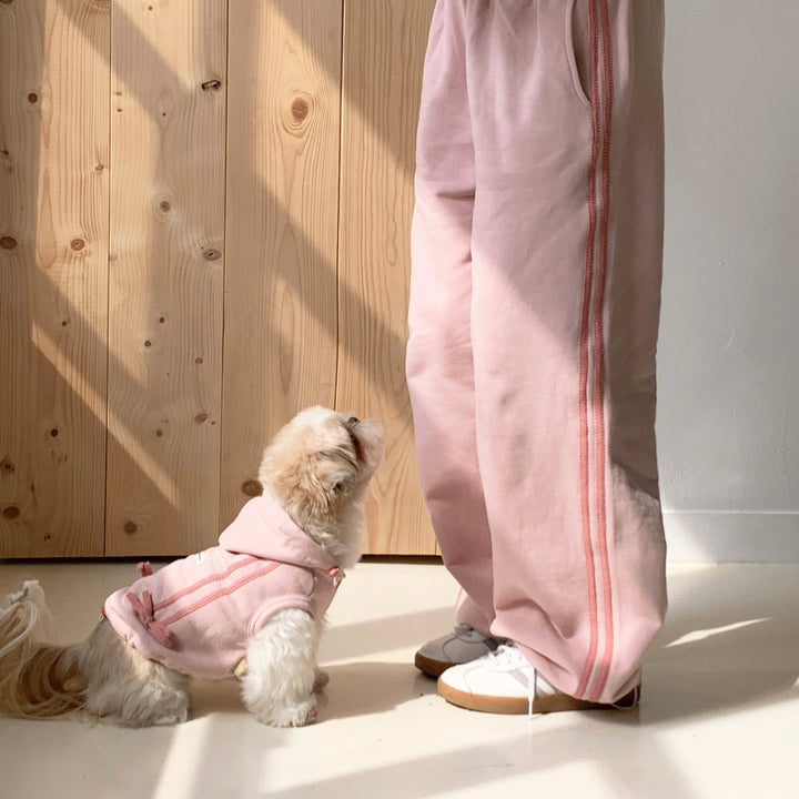 即納【DURANG RURANG】Ribbon Hoodie Jumper（Mute Pink）