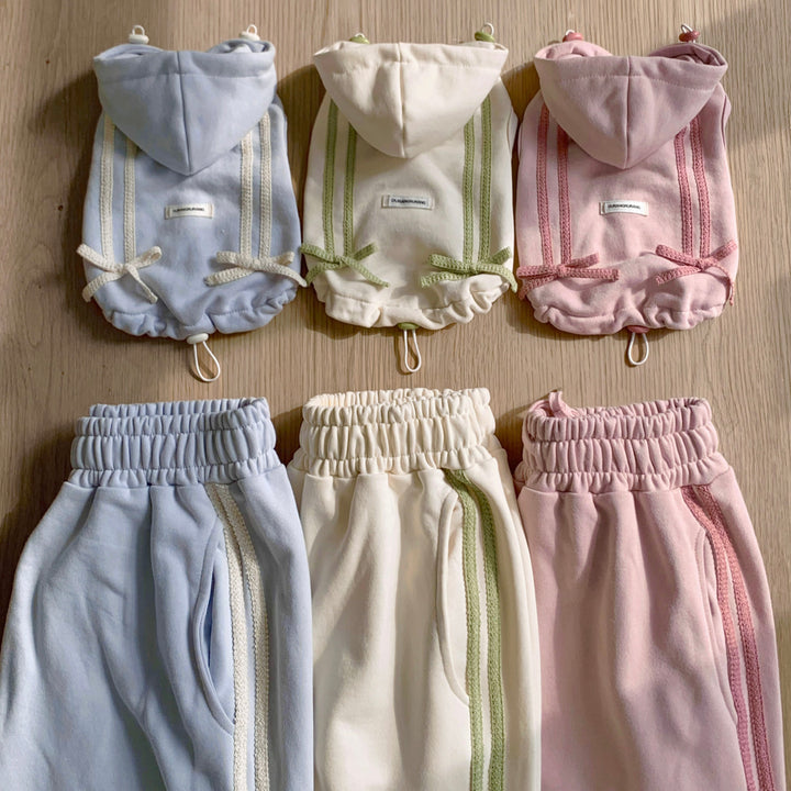即納【DURANG RURANG】Ribbon Hoodie Jumper（Mute Pink）