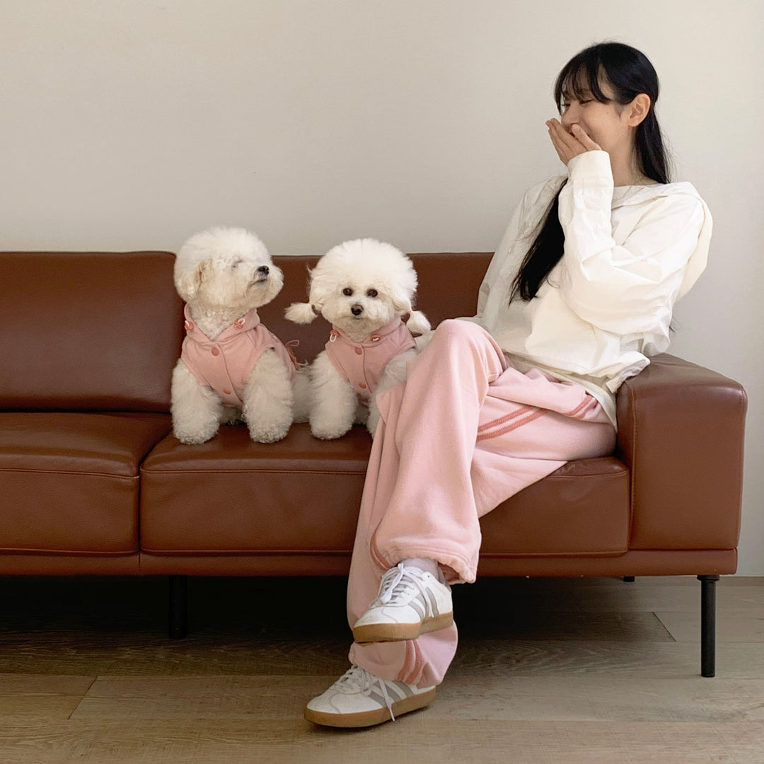 即納【DURANG RURANG】Ribbon Hoodie Jumper（Mute Pink）