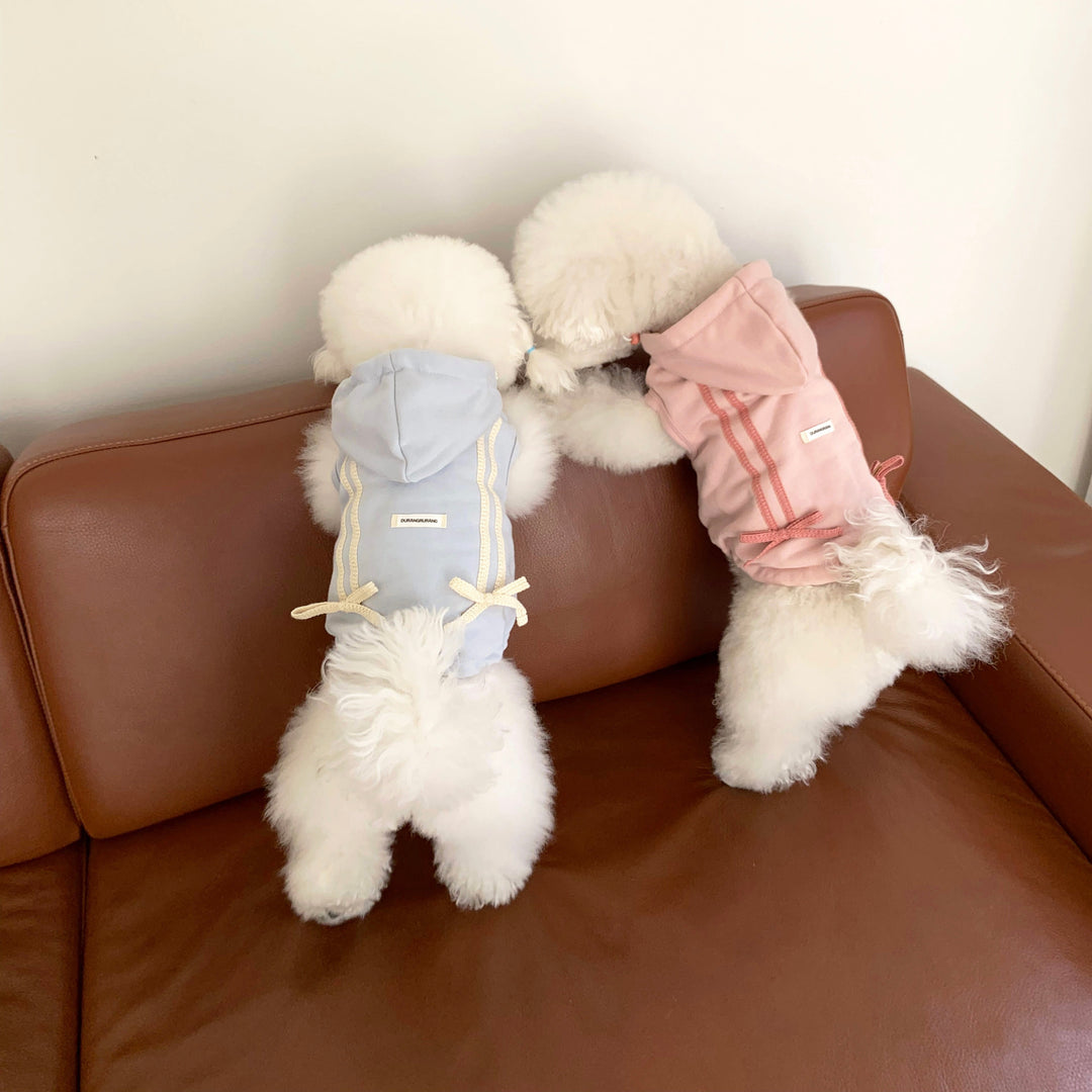 即納【DURANG RURANG】Ribbon Hoodie Jumper（Mute Pink）